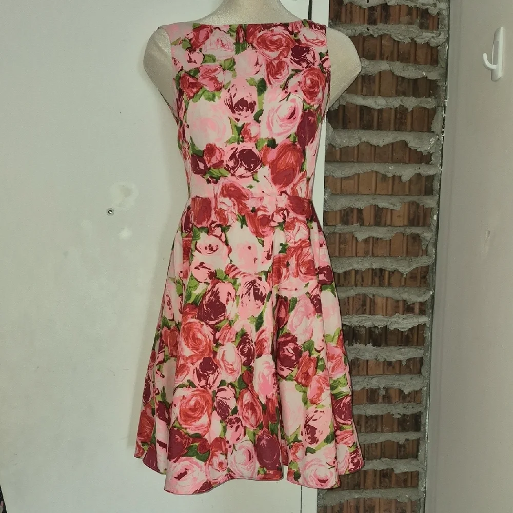 Betsey Johnson Floral Semi Backless Dress Lined Size 6 - Picture 2 of 9